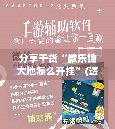 分享干货“微乐锄大地怎么开挂”(透视挂)辅助透视教程