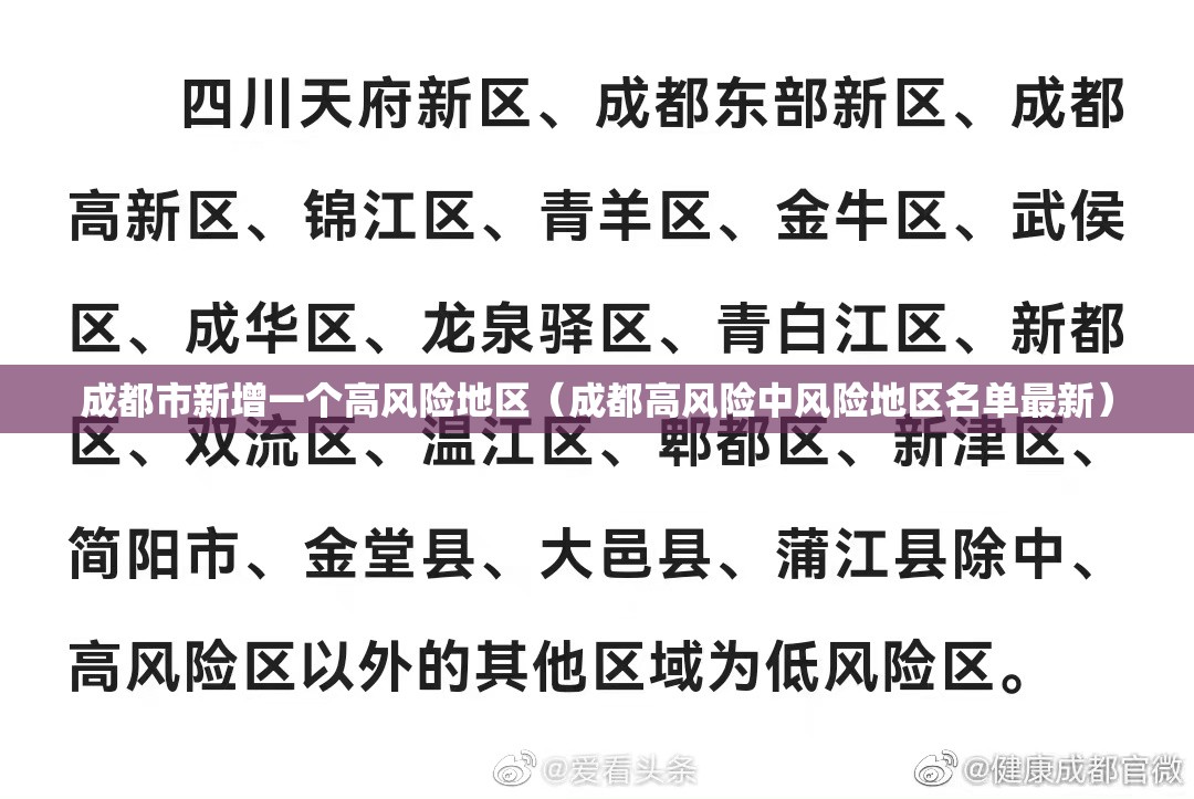 成都市新增一个高风险地区(成都高风险中风险地区名单最新) 成都市新增一个高风险地区(成都高风险中风险地区名单最新)