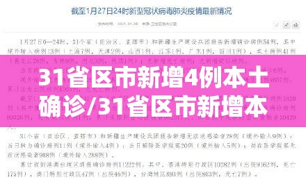 31省区市新增4例本土确诊/31省区市新增本土确诊40例 31省区市新增4例本土确诊/31省区市新增本土确诊40例