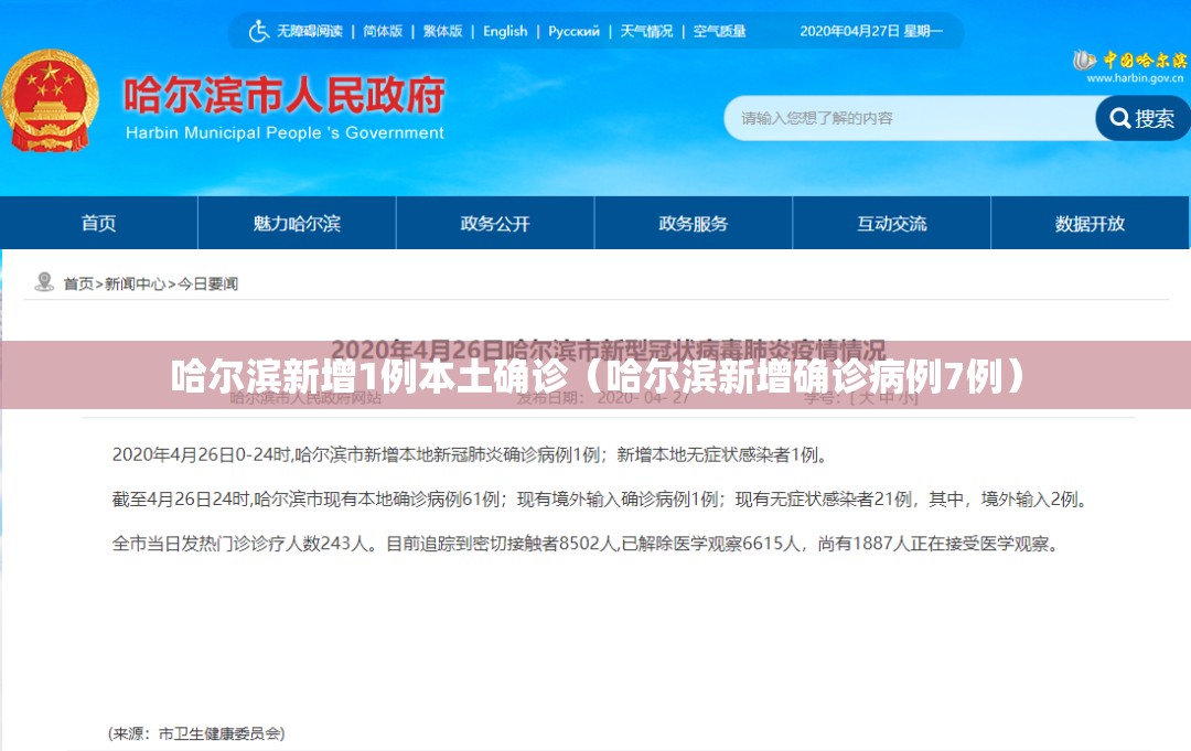 哈尔滨新增1例本土确诊(哈尔滨新增确诊病例7例) 哈尔滨新增1例本土确诊(哈尔滨新增确诊病例7例)