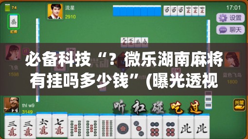 必备科技“？微乐湖南麻将有挂吗多少钱”(曝光透视必备猫腻)