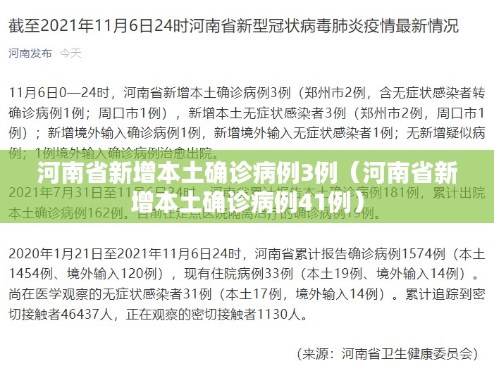 河南省新增本土确诊病例3例（河南省新增本土确诊病例41例）