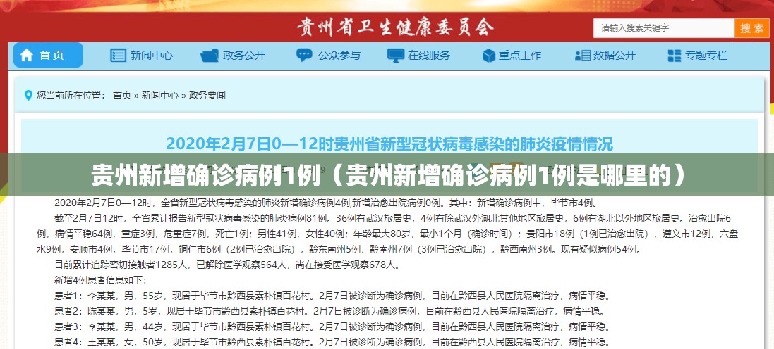 贵州新增确诊病例1例（贵州新增确诊病例1例是哪里的）