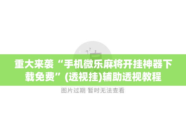 重大来袭“手机微乐麻将开挂神器下载免费”(透视挂)辅助透视教程