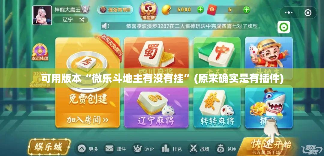 可用版本“微乐斗地主有没有挂”(原来确实是有插件) 可用版本“微乐斗地主有没有挂”(原来确实是有插件)