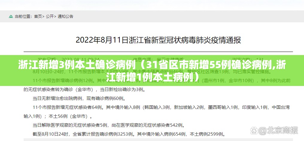浙江新增3例本土确诊病例（31省区市新增55例确诊病例,浙江新增1例本土病例）