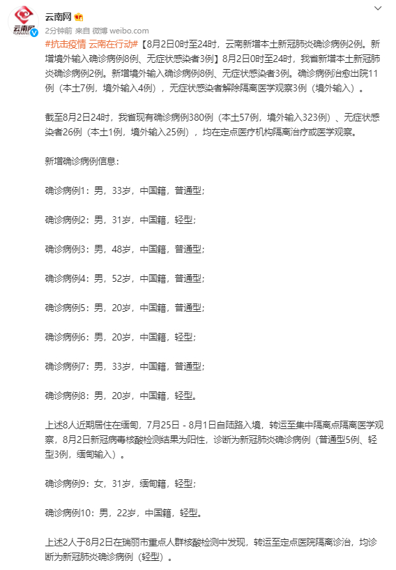 云南新增本土确诊5例/云南新增本土确诊病例8例9 云南新增本土确诊5例/云南新增本土确诊病例8例9