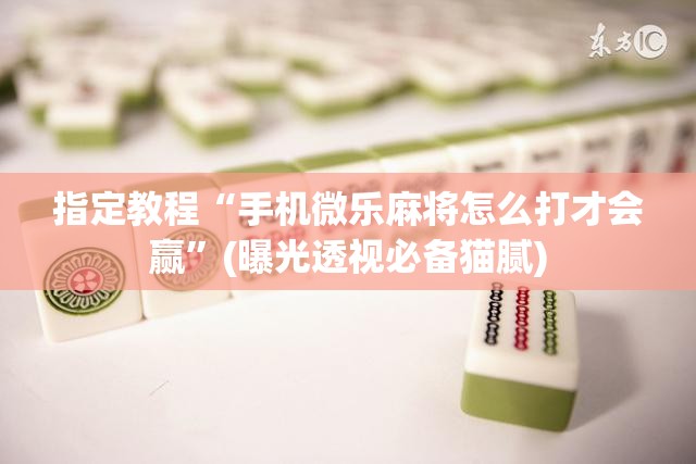 指定教程“手机微乐麻将怎么打才会赢”(曝光透视必备猫腻)
