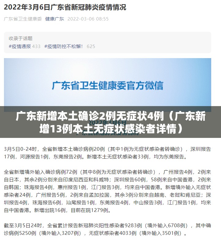 广东新增本土确诊2例无症状4例（广东新增13例本土无症状感染者详情）