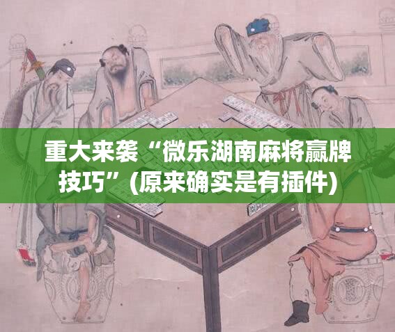重大来袭“微乐湖南麻将赢牌技巧”(原来确实是有插件)