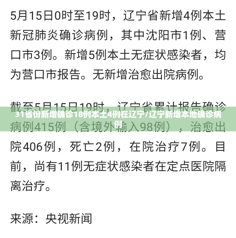 31省份新增确诊18例本土4例在辽宁/辽宁新增本地确诊病例 31省份新增确诊18例本土4例在辽宁/辽宁新增本地确诊病例