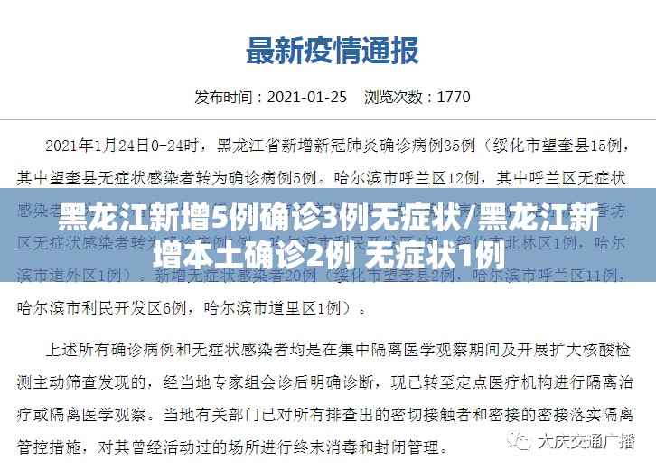 黑龙江新增5例确诊3例无症状/黑龙江新增本土确诊2例 无症状1例