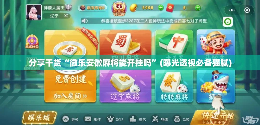 分享干货“微乐安徽麻将能开挂吗”(曝光透视必备猫腻) 分享干货“微乐安徽麻将能开挂吗”(曝光透视必备猫腻)