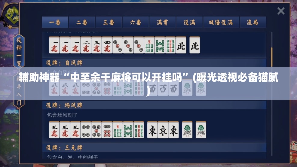 辅助神器“中至余干麻将可以开挂吗”(曝光透视必备猫腻) 辅助神器“中至余干麻将可以开挂吗”(曝光透视必备猫腻)
