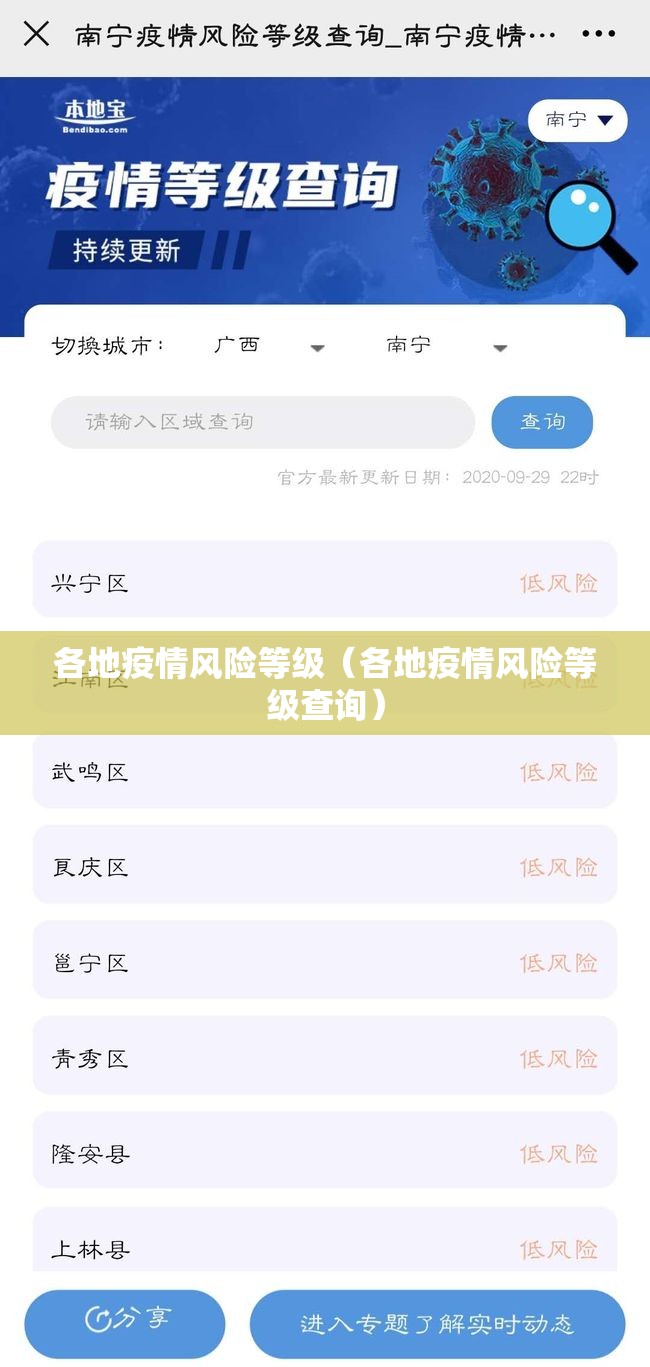 各地疫情风险等级（各地疫情风险等级查询）
