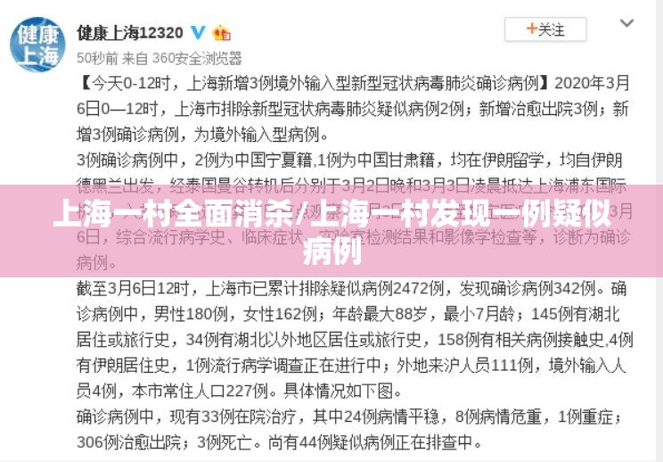 上海一村全面消杀/上海一村发现一例疑似病例 上海一村全面消杀/上海一村发现一例疑似病例