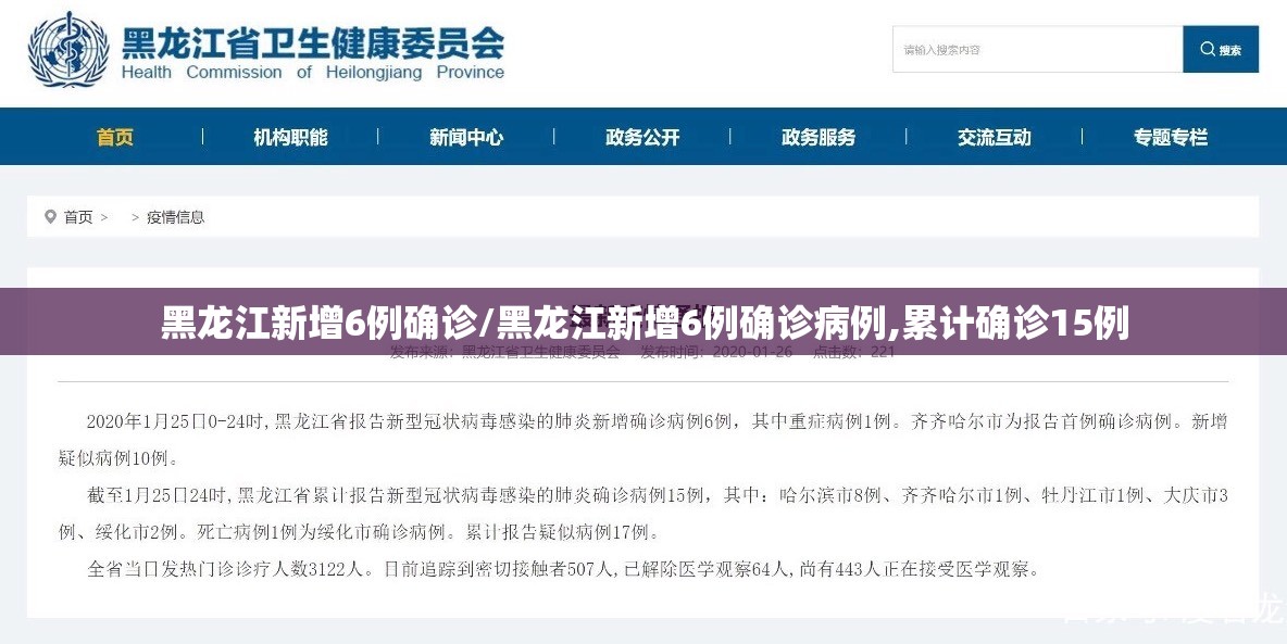 黑龙江新增6例确诊/黑龙江新增6例确诊病例,累计确诊15例 黑龙江新增6例确诊/黑龙江新增6例确诊病例,累计确诊15例