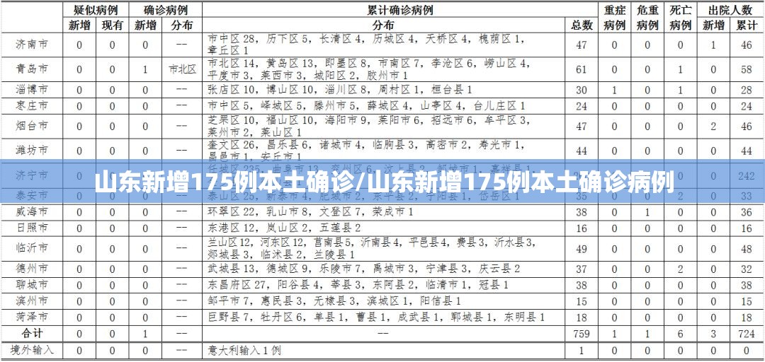 山东新增175例本土确诊/山东新增175例本土确诊病例
