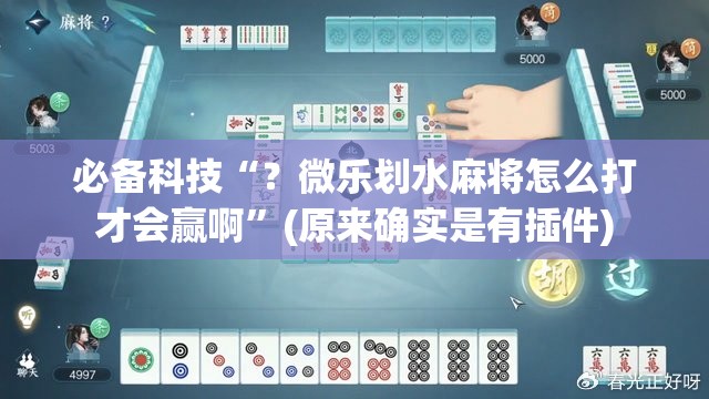 必备科技“?微乐划水麻将怎么打才会赢啊”(原来确实是有插件) 必备科技“?微乐划水麻将怎么打才会赢啊”(原来确实是有插件)