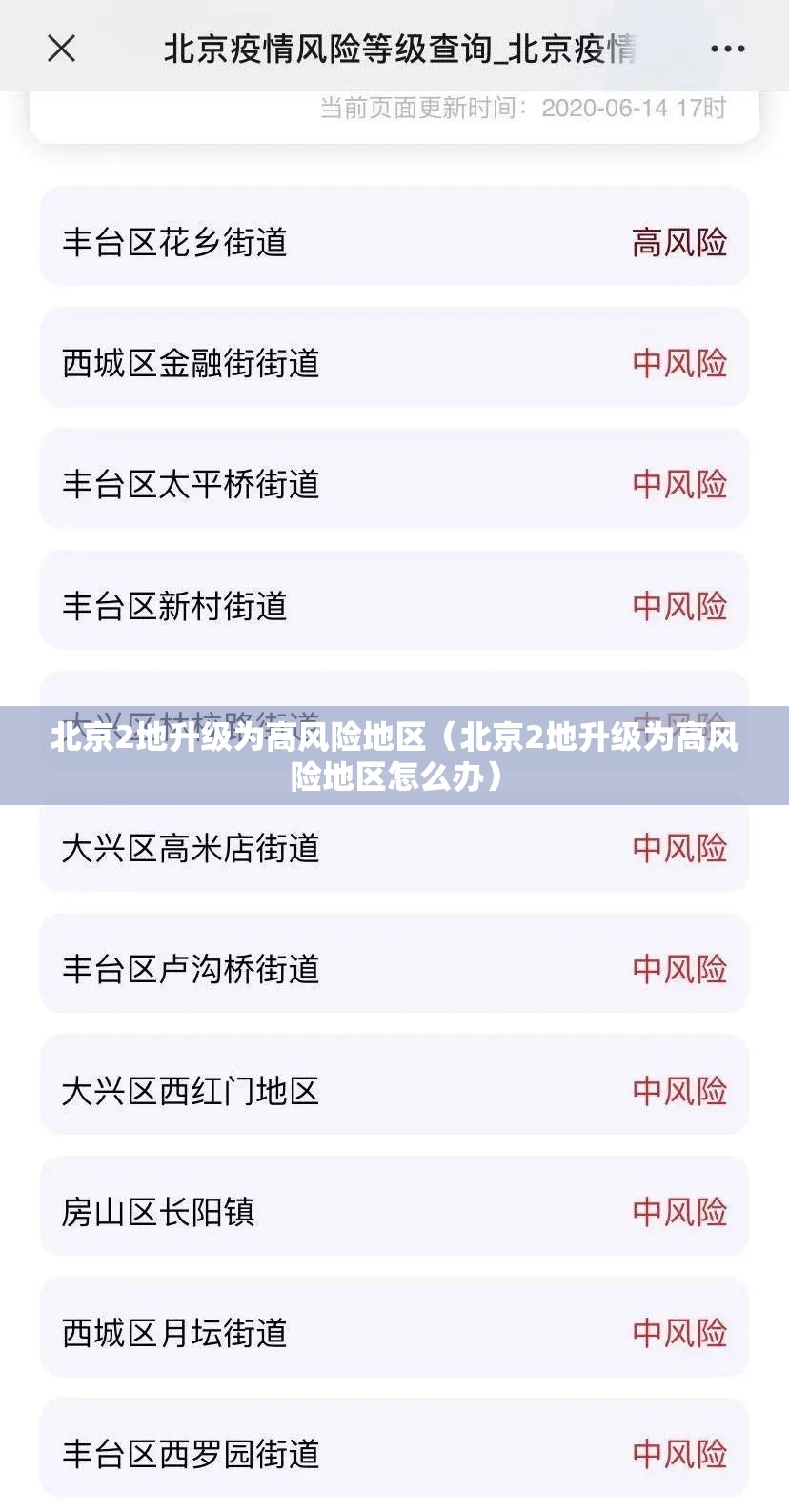 北京2地升级为高风险地区（北京2地升级为高风险地区怎么办）