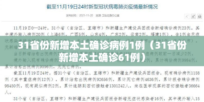 31省份新增本土确诊病例1例（31省份新增本土确诊61例）
