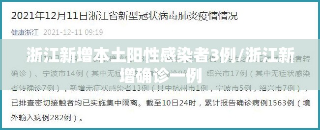 浙江新增本土阳性感染者3例/浙江新增确诊一例