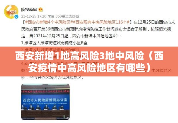 西安新增1地高风险3地中风险（西安疫情中高风险地区有哪些）