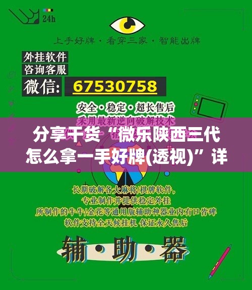 分享干货“微乐陕西三代怎么拿一手好牌(透视)”详细辅助透视