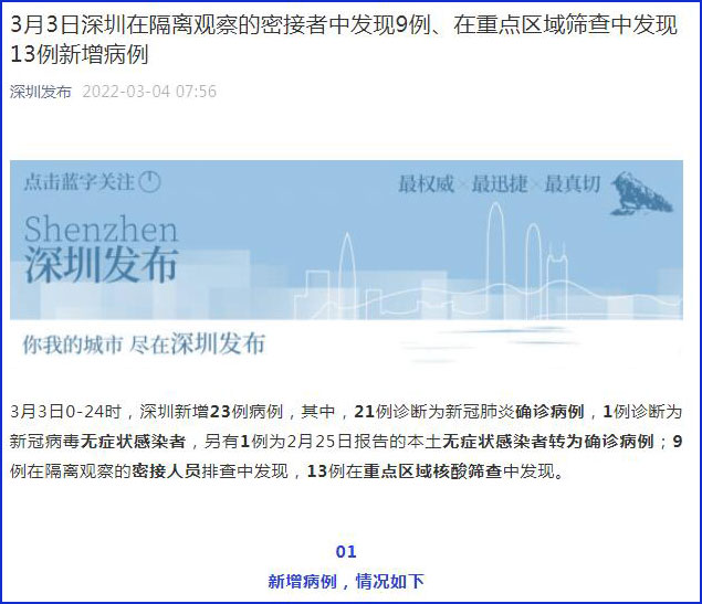深圳新增1例无症状感染者/深圳新增1例无症状感染者在哪个区