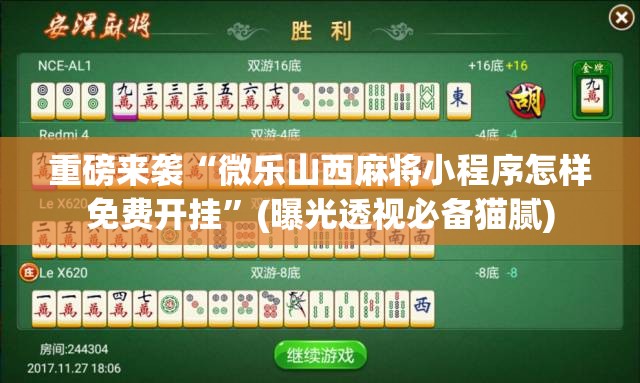 重磅来袭“微乐山西麻将小程序怎样免费开挂”(曝光透视必备猫腻)