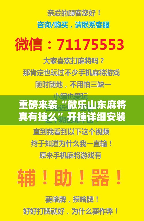 重磅来袭“微乐山东麻将真有挂么”开挂详细安装教程