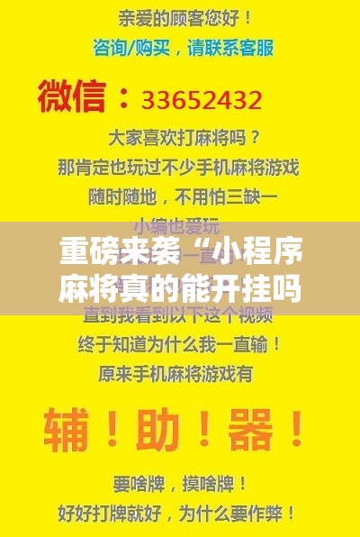 重磅来袭“小程序麻将真的能开挂吗”通用版下载教程!