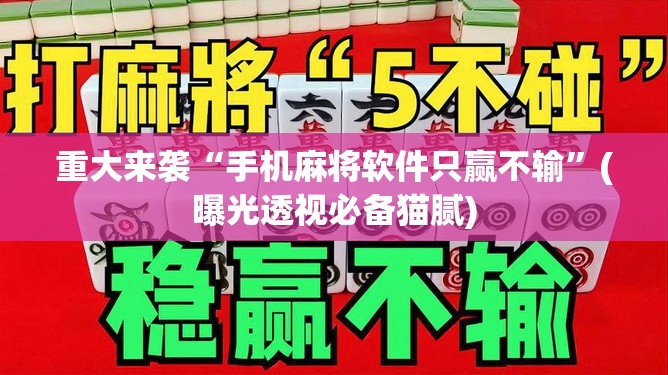 重大来袭“手机麻将软件只赢不输”(曝光透视必备猫腻)
