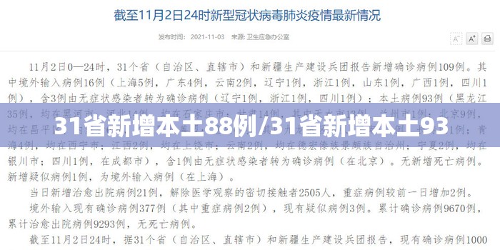 31省新增本土88例/31省新增本土93