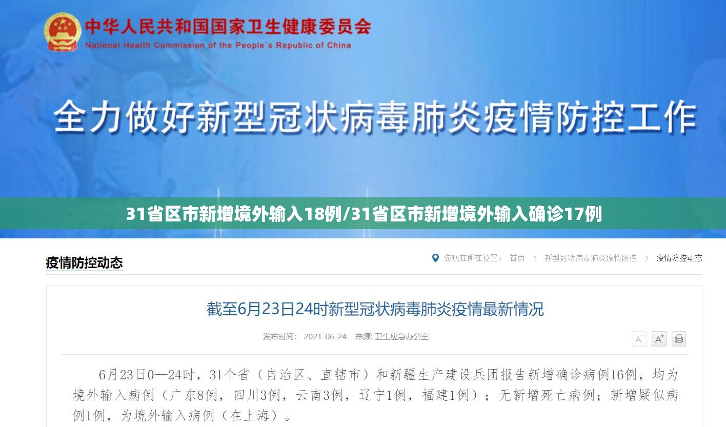 31省区市新增境外输入18例/31省区市新增境外输入确诊17例