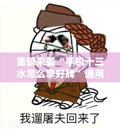 重磅来袭“手机十三水怎么拿好牌”通用版下载教程!