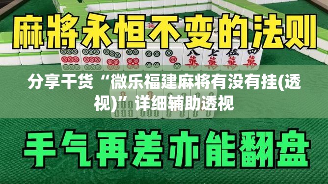 分享干货“微乐福建麻将有没有挂(透视)”详细辅助透视