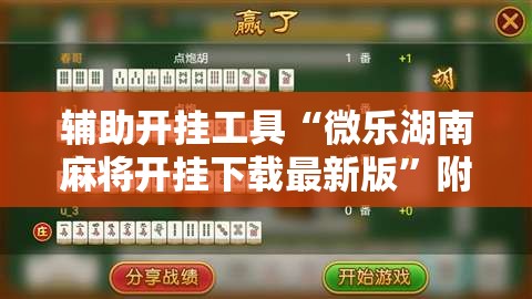 辅助开挂工具“微乐湖南麻将开挂下载最新版”附开挂脚本详细教程