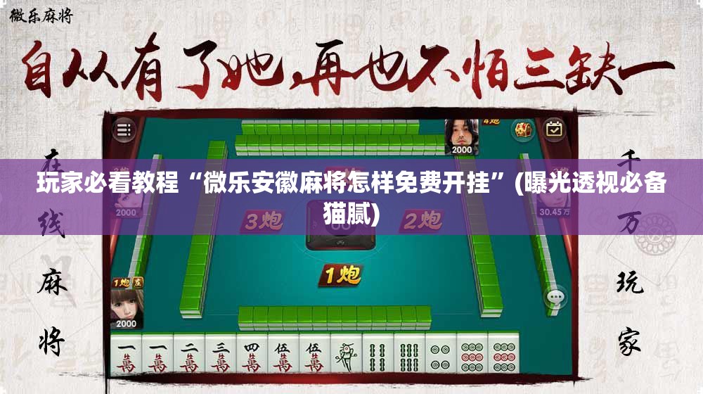 玩家必看教程“微乐安徽麻将怎样免费开挂”(曝光透视必备猫腻)