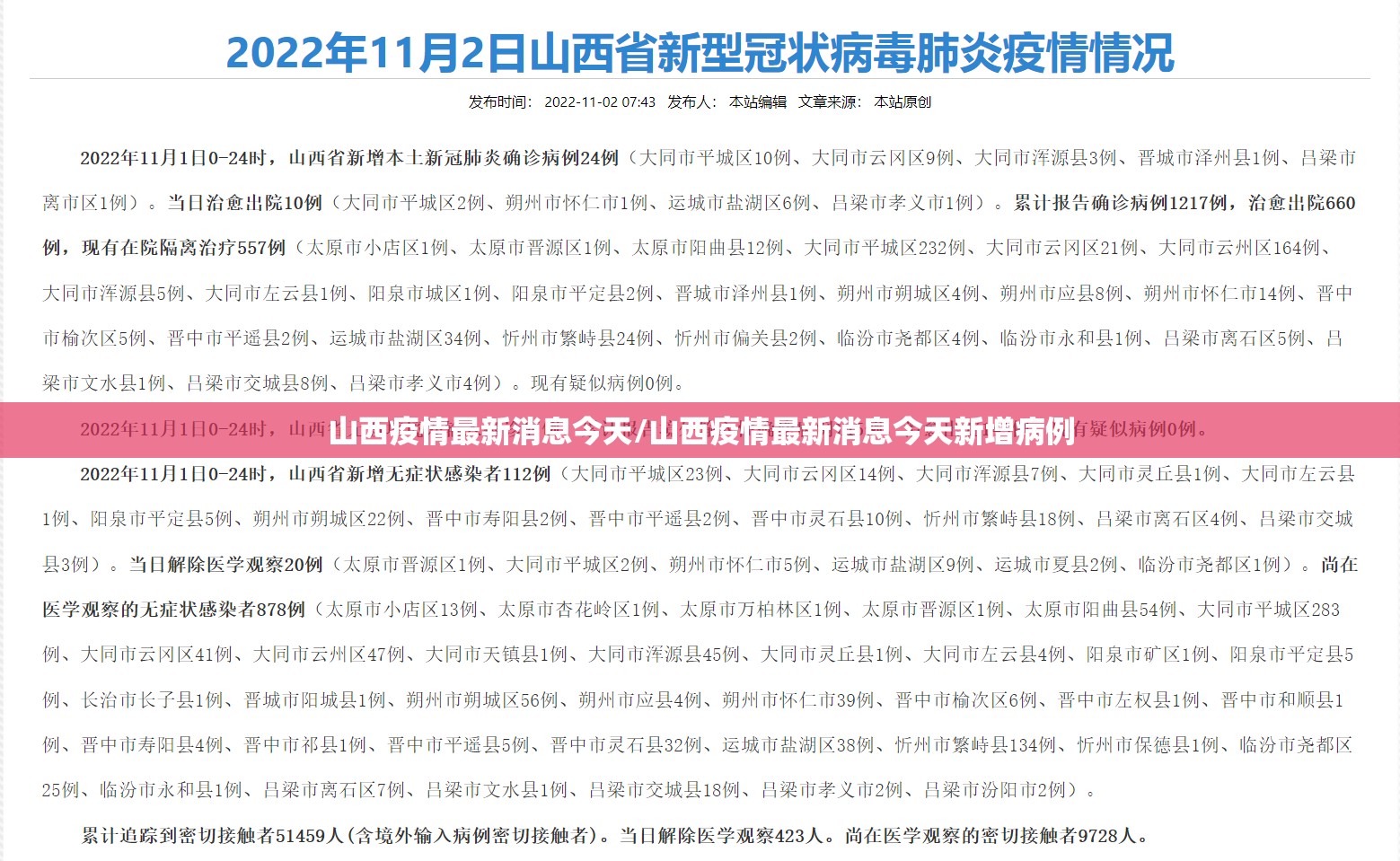 山西疫情最新消息今天/山西疫情最新消息今天新增病例