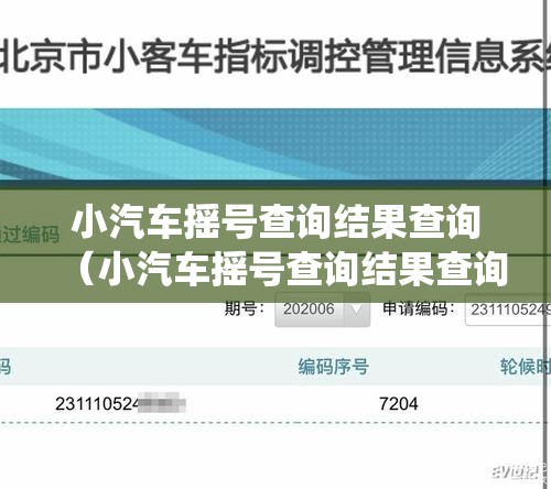 小汽车摇号查询结果查询（小汽车摇号查询结果查询系统）