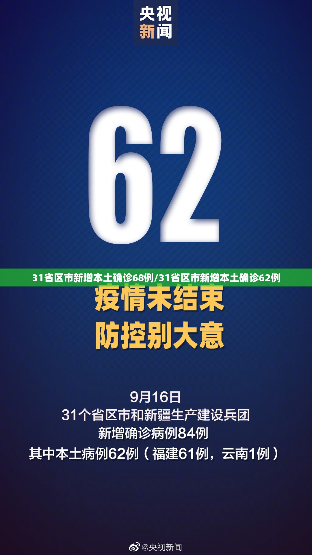 31省区市新增本土确诊68例/31省区市新增本土确诊62例
