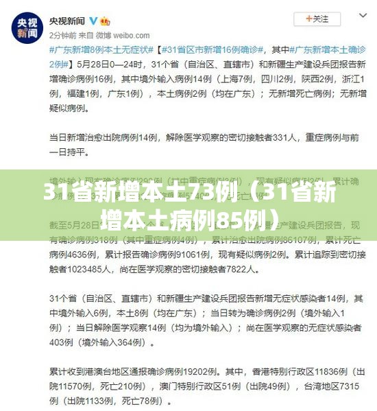 31省新增本土73例(31省新增本土病例85例) 31省新增本土73例(31省新增本土病例85例)
