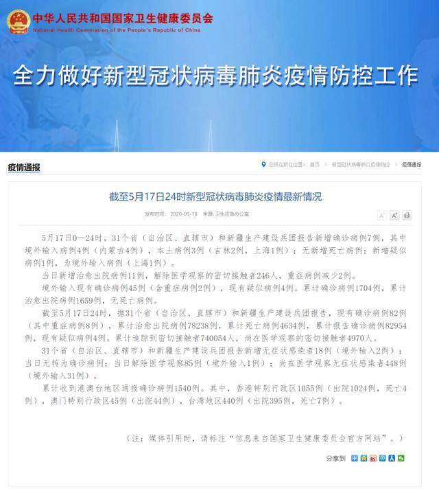 31省区市新增确诊7例/31省市新增确诊病例七例