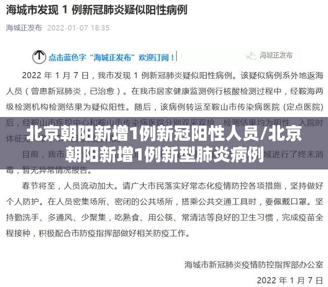 北京朝阳新增1例新冠阳性人员/北京朝阳新增1例新型肺炎病例