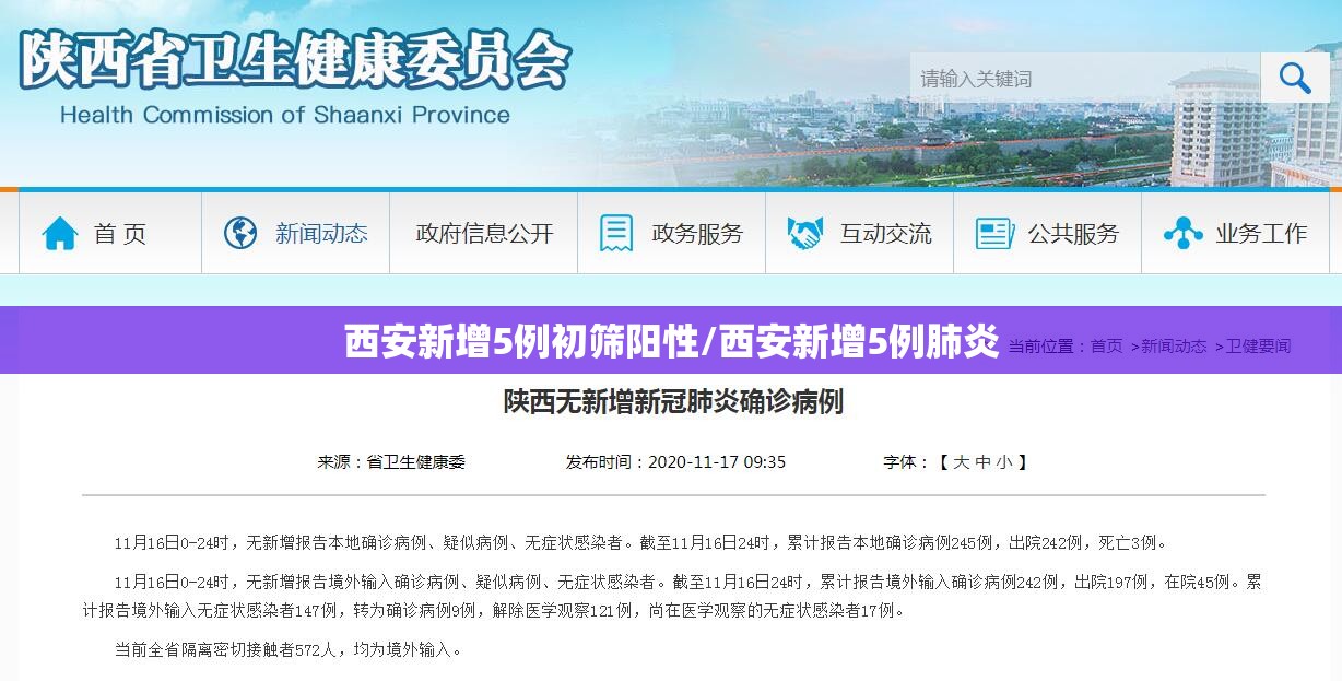 西安新增5例初筛阳性/西安新增5例肺炎 西安新增5例初筛阳性/西安新增5例肺炎