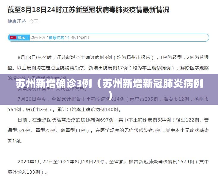 苏州新增确诊3例(苏州新增新冠肺炎病例) 苏州新增确诊3例(苏州新增新冠肺炎病例)