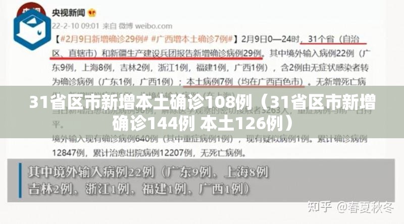 31省区市新增本土确诊108例(31省区市新增确诊144例 本土126例) 31省区市新增本土确诊108例(31省区市新增确诊144例 本土126例)
