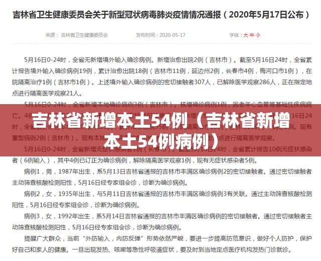 吉林省新增本土54例（吉林省新增本土54例病例）