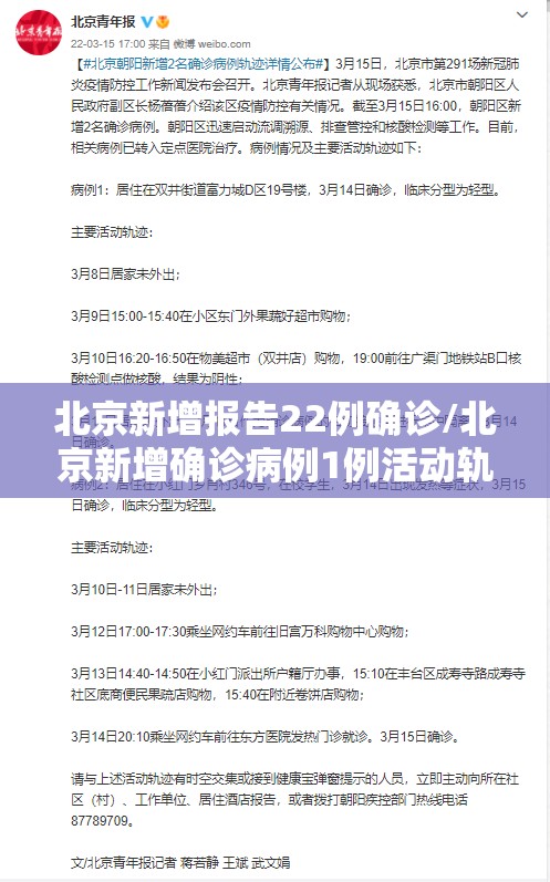 北京新增报告22例确诊/北京新增确诊病例1例活动轨迹